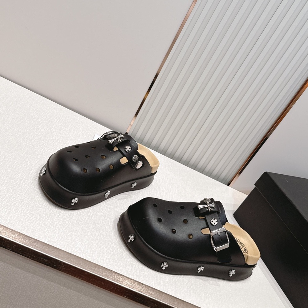 Chrome Hearts Black Embellished Platform Clog Slides - Picture 3 of 9